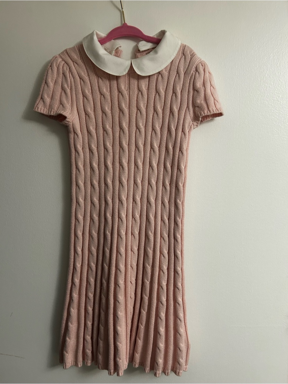Polo by Ralph Lauren Pink Cable Knit Dress with White Peter Pan Collar